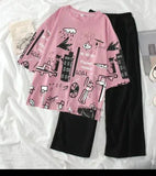 PLANET PINK PRINTED PJ SUIT -