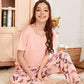 Baby Pink With Butterfly Printed Pajama Night Suit