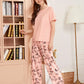 Baby Pink With Butterfly Printed Pajama Night Suit