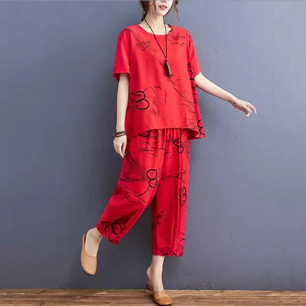 RED RING CAPRI PRINTED NIGHT SUIT
