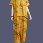 Yellow Ring Printed Capri Night Suit