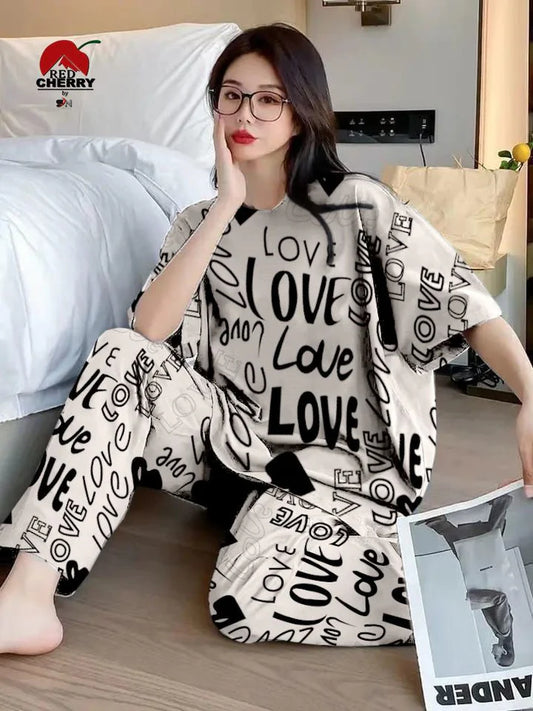 Love Printed PJ Suit - Skin