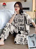 Love Printed PJ Suit - Skin