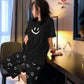 Black Smile Printed Night Suit