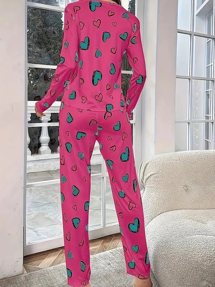 Heart pattern printed night suit