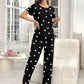 Black Dil Dil Hearts Printed Night Suit